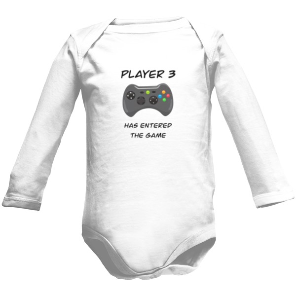Dětské body Long  s potiskem Hráč číslo 3 vstoupil do hry